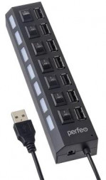 USB-концентратор PERFEO (PF_C3223) USB-HUB 7 Port, (PF-H033 Black) чёрный