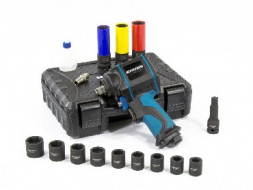 Пневмоинструмент GROSS Гайковёрт пневматический ударный G985K2, 1/2", 610Нм 9000 об/мин, с набором 17 предметов 57445