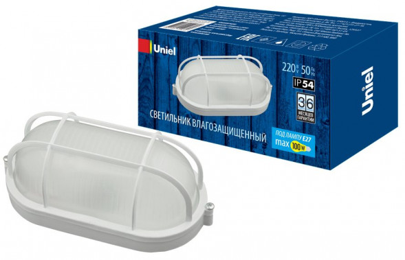 ЭЛЕКТРИКА UNIEL (UL-00006774) UWL-O02 100W/E27 IP54 WHITE Овал/Решетка