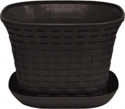 Кашпо квадратное VIOLET &quot;Ротанг&quot; 4,6 л с поддоном (венге) 364605