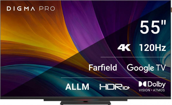 LED-ТЕЛЕВИЗОРЫ DIGMA Pro 55C UHD SMART Google TV Frameless черный/черный/4K Ultra