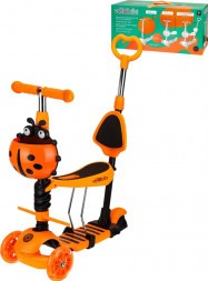 Самокат VELOBIBI 3-х колесный Fanny (3 в 1 кол.120/96 мм и PU+PVC со свет., до 40кг) оранжевый И-9966 ПП-00216351