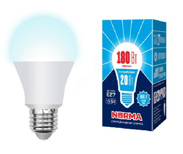 Лампа светодиодная VOLPE (UL-00004029) LED-A65-20W/NW/E27/FR/NR Форма A матовая Серия Norma 4000K