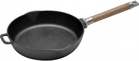 РОССИЯ 0224 Сковорода чугунная с двумя сливами, 24 см, со съёмной ручкой
