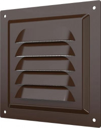 Решетка ERA 1515МЭ кор, Решетка вентиляционная с покрытием полимерной эмалью, с сеткой 150х150, Сталь,коричн