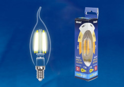 Лампочки светодиодные UNIEL (UL-00002368) LED-CW35-5W/WW/E14/CL/MB GLM10TR