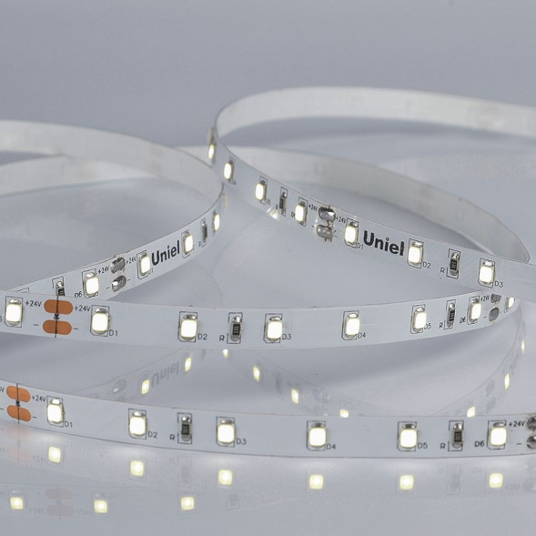 Светодиодная лента UNIEL (UL-00002970) ULS-2835-60LED/m-8mm-IP20-DC24V-6W/m-5M-W катушка в герметичной упаковке