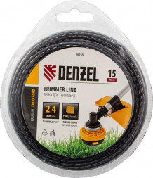 Леска для триммера DENZEL Леска для триммера двухкомпонентная зубчатый квадрат, 2,4мм х 15м, блистер EXTRA CORD 96258