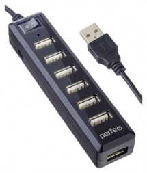 USB-концентратор PERFEO (PF_C3225) USB-HUB 7 Port, (PF-H034 Black) чёрный