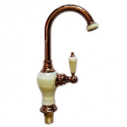Смеситель для кухни BRIMIX 165 Смеситель для кухни , корпус из светлого камня с вставками под МЕДЬ , шаровый