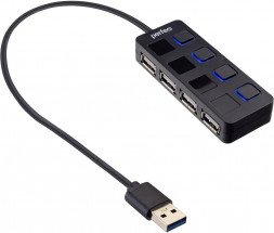 USB разветвитель PERFEO (PF D0796) USB-HUB 4 Port, (PF-H044 Black) чёрный