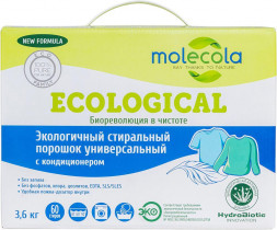порошок для стирки MOLECOLA Экологичный стиральный порошок универсальный с кондиционером 3600 г, 71461