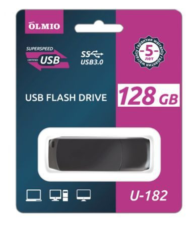 флэш-накопитель OLMIO U-182 USB-Flash 128GB USB 3.0 черный (43927)