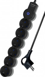 Удлинитель КОСМОС YKsm1.5m-6g-Z-V10A-B Черный/серый