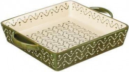 Форма для запекания BY COLLECTION Форма для запекания и сервировки квадр. с ручками, керамика, 31,5х25,5х6см, 2,4л, зел. 826-358 826-358