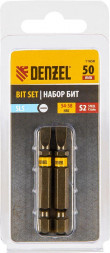 Набор бит DENZEL Набор бит SL5,0х50, сталь S2, шестигранный профиль, 2 шт. 11658