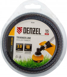 Леска для триммера DENZEL Леска для триммера двухкомпонентная зубчатый квадрат, 3,0мм х 15м, блистер EXTRA CORD 96260