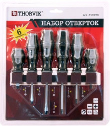 Набор отверток THORVIK SDS06BC Набор отверток стержневых на держателе, 6 предметов