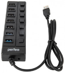 USB-концентратор PERFEO (PF_C3228) USB-HUB 7 Port, (PF-H036 Black) чёрный