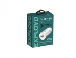 ЗАРЯДНЫЕ УСТРОЙСТВА В ПРИКУРИВАТЕЛЬ EXPLOYD EX-Z-1344 Автомобильное ЗУ/1хUSB 3A/QC3.0/18W/белый