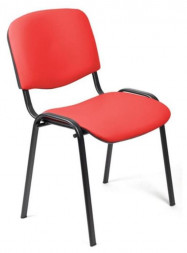 Кресло посетителя OLSS стул ИЗО кож.зам красный цвет черный рама