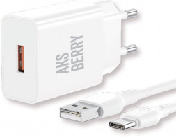 СЗУ AKSBERRY (6972969383088) T42 QC3.0 + кабель Type C (белый)