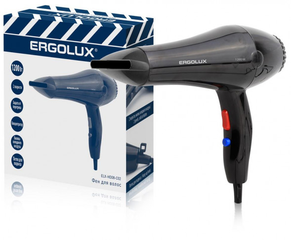Фен ERGOLUX ELX-HD08-C02 черный 15205