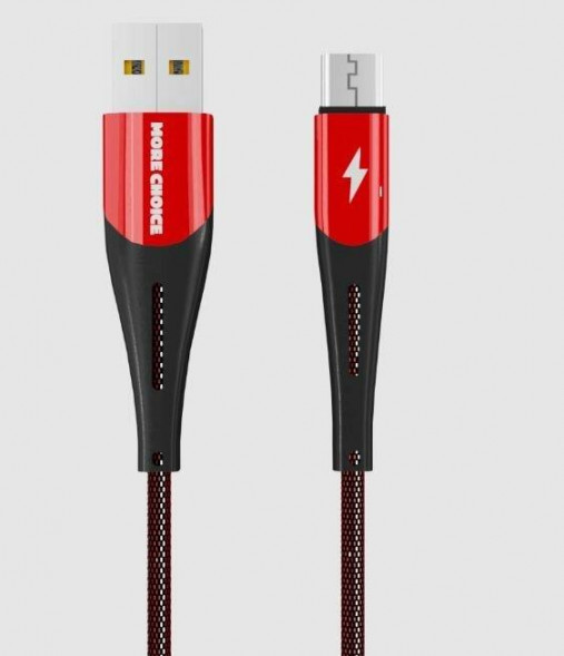 Кабель MORE CHOICE (4627151198118) K41Sm USB (m)-microUSB (m), ч/красный, 1.0м