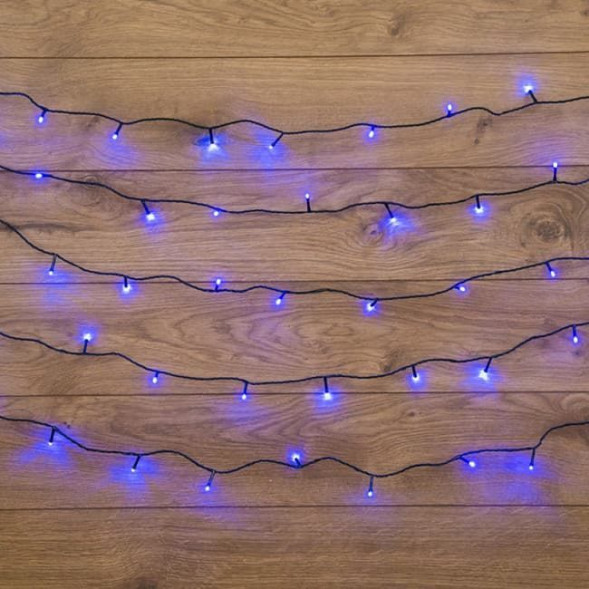 Гирлянда NEON-NIGHT (303-023) ГИРЛЯНДА &quot;ТВИНКЛ ЛАЙТ&quot; 6 М, ТЕМНО-ЗЕЛЕНЫЙ ПВХ, 40 LED, : СИНИЙ