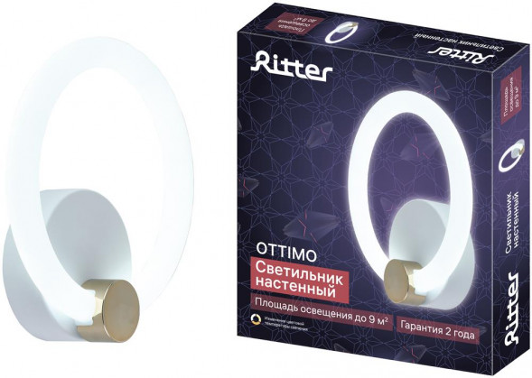 Светильник настенный светодиодный бра RITTER 51610 5 OTTIMO 20Вт/2700K/4200K/6400K белый/золото