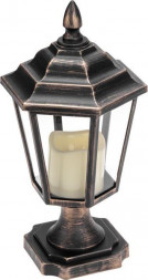 Гирлянда NEON-NIGHT (513-058) Декоративный фонарь на подставке со свечкой, бронзовый корпус, размер 14,5х17х31см, цвет теплый белый