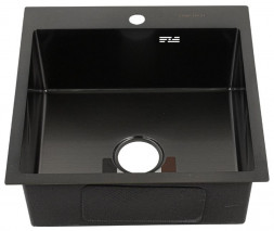 Мойка врезная FABIA PROFI 50503G Мойка врезная 50х50 см ГРАФИТ толщина 3,0 х 0,8 мм, глубина 200 мм+большой сифон с переливом+корзина