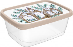Контейнер HOMVER Hовый год для продуктов прямоугольный 0,85л с декором (бежевый) 222106927/03
