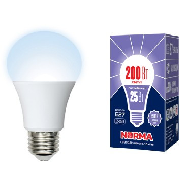Лампа светодиодная VOLPE (UL-00004471) LED-A70-25W/6500K/E27/FR/NR Форма A матовая Серия Norma 6500K