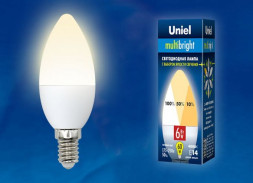 Лампочки светодиодные UNIEL (UL-00002373) LED-C37-6W/WW/E14/FR/MB PLM11WH