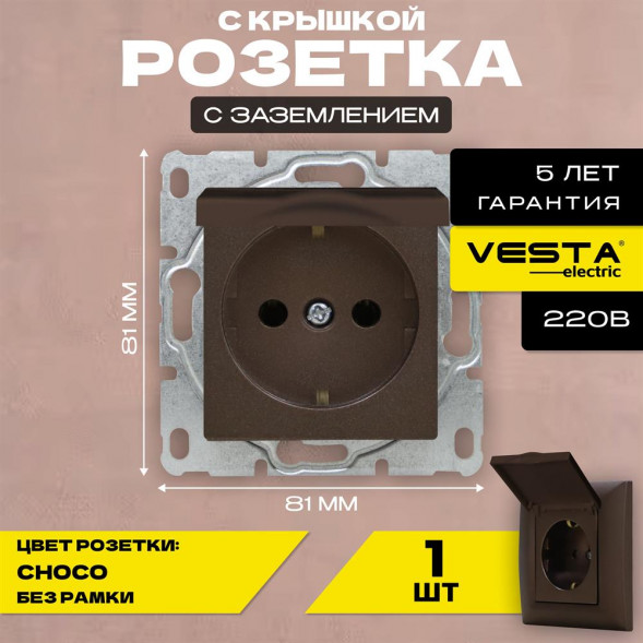 Розетка VESTA-ELECTRIC (FRZ00070020BSH) Roma ,коричневый
