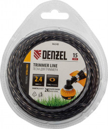 Леска для триммера DENZEL Леска для триммера двухкомпонентная эллипс 2,4мм х 15м, блистер EXTRA CORD 96248