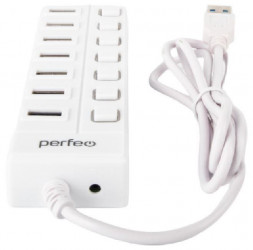 USB-концентратор PERFEO (PF_C3229) USB-HUB 7 Port, (PF-H036 White) белый