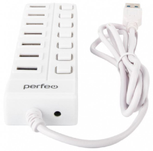 USB-концентратор PERFEO (PF_C3229) USB-HUB 7 Port, (PF-H036 White) белый
