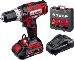 Дрель аккумуляторная ЗУБР ДШЛ-145-21 14.4В, 1 АКБ, в кейсе, дрель-шуруповер.