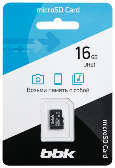 SD карта BBK 016GHCU1C10, 16Гб, микро SDHC, UHS-1, класс 10
