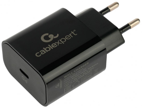 Универсальный адаптер питания Cablexpert (21076) MP3A-PC-45, QC3.0/PD, 1 порт Type-C, черный, пакет