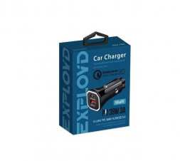 ЗАРЯДНЫЕ УСТРОЙСТВА В ПРИКУРИВАТЕЛЬ EXPLOYD EX-Z-1352 Автомобильное ЗУ/3A/PD/38W/1хUSB/QC3.0/чёрный