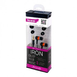 Наушники OLMIO &quot;IRON&quot; 3.5мм черные (38711)