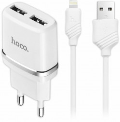ИНТЕРФЕЙСНЫЙ КАБЕЛЬ HOCO (6957531047766) C12 2USB 2.4A LIGHTNING 8-PIN 1м белый