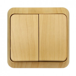 выключатель SMARTBUY (SBE-03lw-10-SW2-0) Юпитер, 2-клавишный, светлое дерево