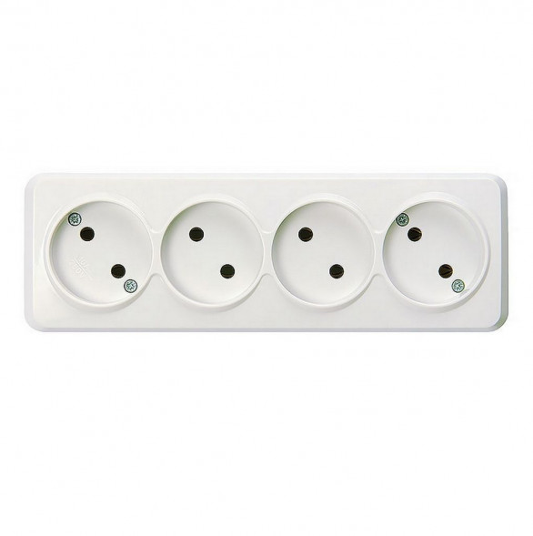Розетка SMARTBUY (SBE-03w-10-S4-N) Юпитер, 4-местная, белый