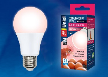 Лампа декоративная светодиодная UNIEL (UL-00003189) для птиц LED-A60-9W/SCEP/E27/FR/DIM IP65 PLO65WH