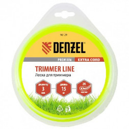 Леска для триммера DENZEL Леска для триммера двухкомпонентная круглая 3,0мм 15 м EXTRA CORD 96129