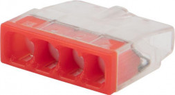 Клемма REXANT (07-3218-20) Экспресс-клемма с пастой СМК 2273-244, 4-проводная 0.5-2.5 мм , прозрачная, блистер (20 шт./уп.)